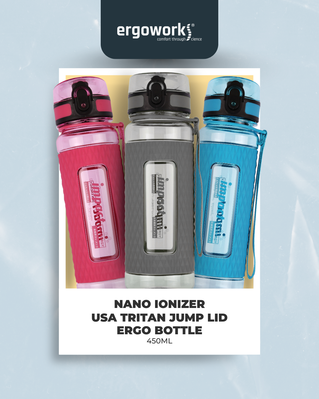 Nano Ionizer USA Tritan Jump Lid Ergo Bottle, 450ML