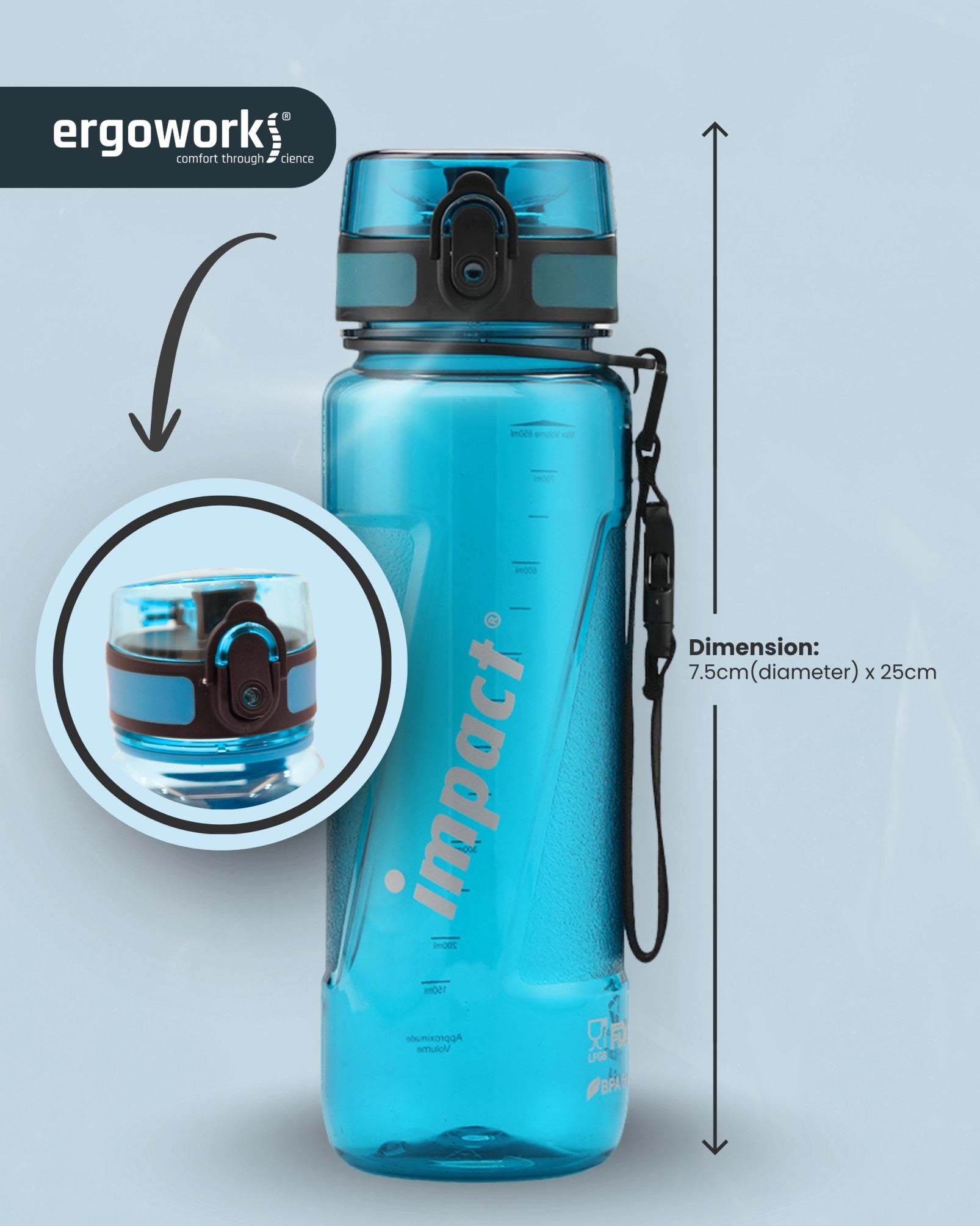 Nano Ionizer USA Tritan Jump Lid Ergo Bottle, 850ML