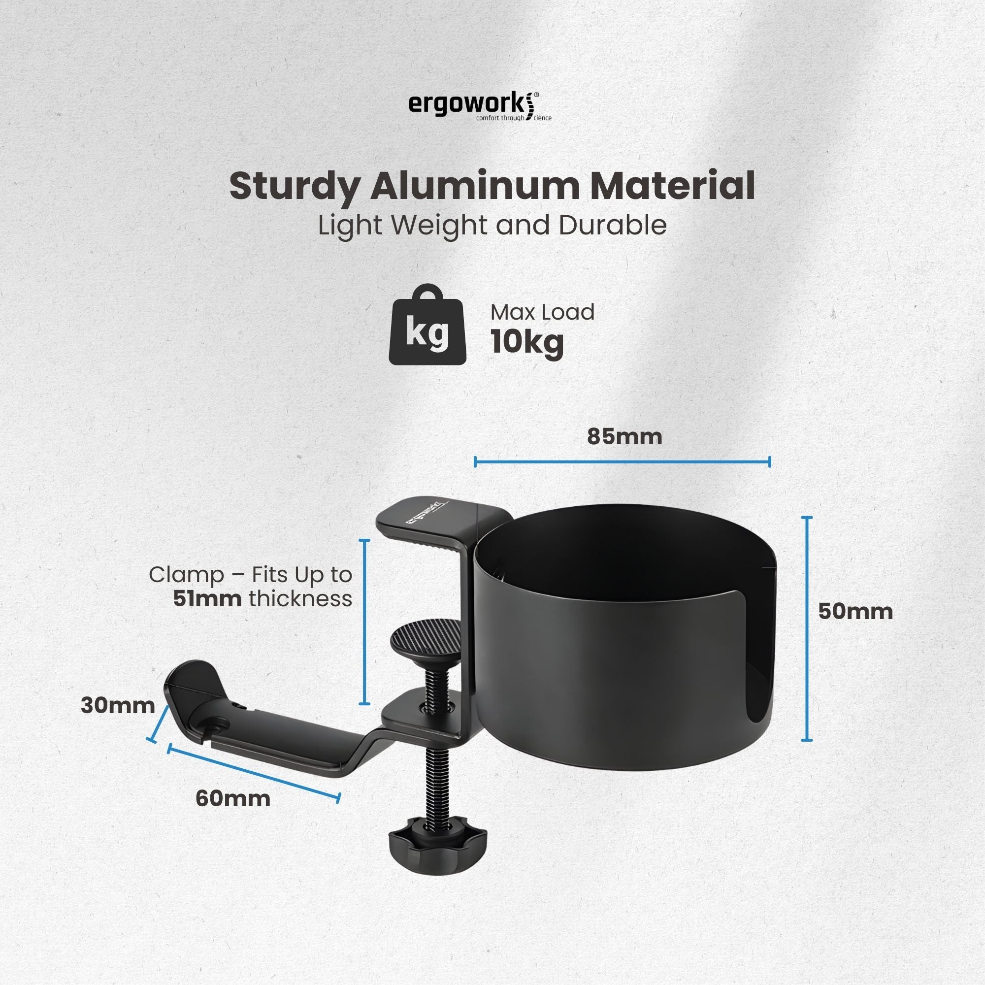 Desk Clamp Cup Holder with Rotable Headphone Hanger