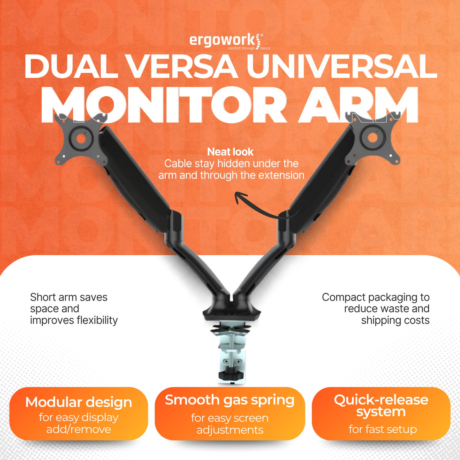 ERGOWORKS - EW-DLB502D - DUAL VERSA UNIVERSAL MONITOR ARM