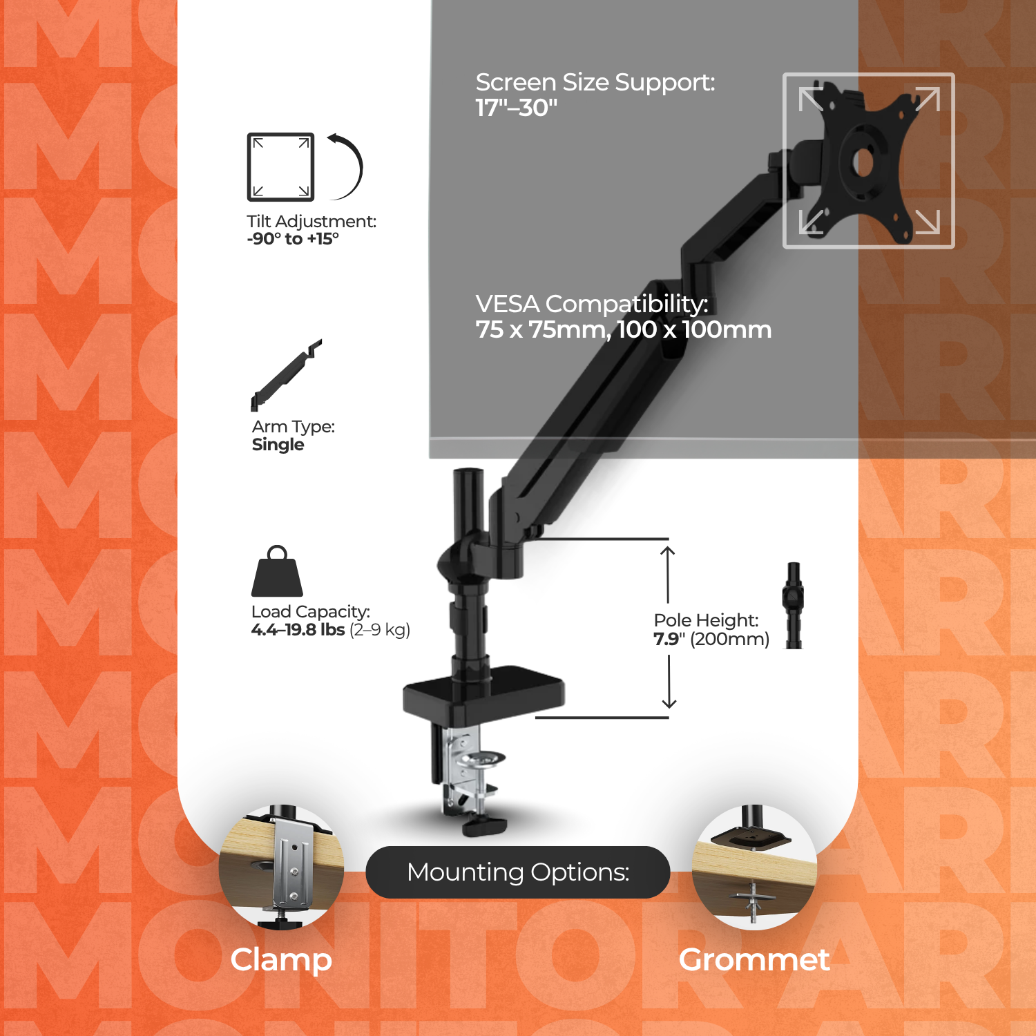 Sleek Desk Mount Single Monitor Arm