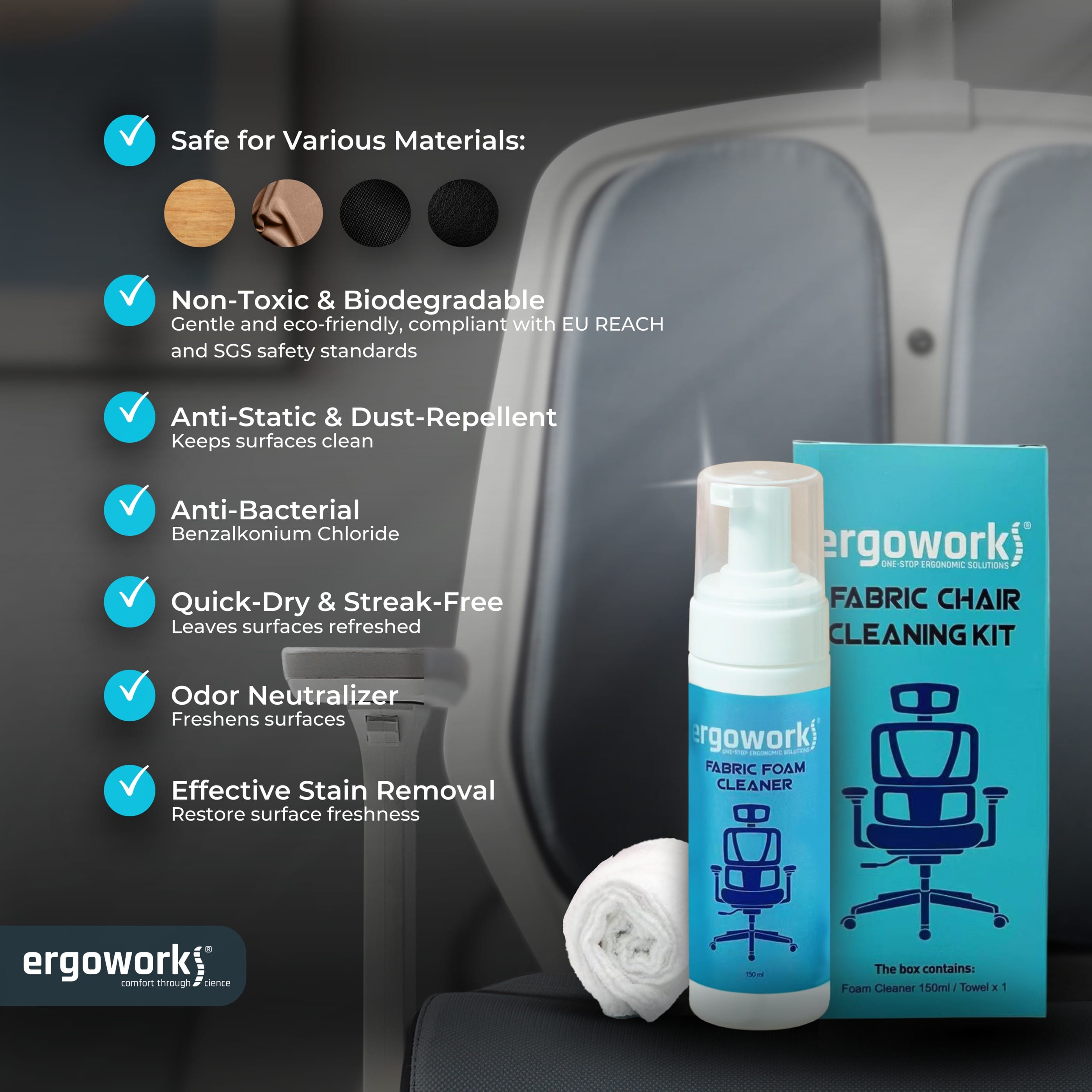 Fabric & Chair Cleaner Kit 150ml | Ergoworks Malaysia
