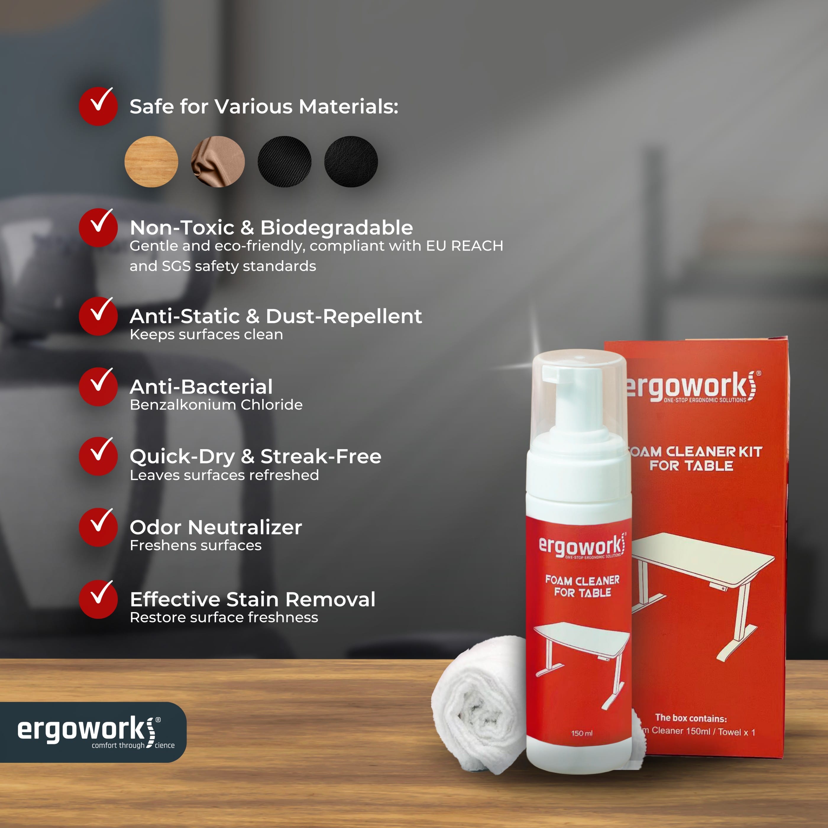 Desk Cleaner Kit 150ml - Wood, Glass & Laminate | Ergoworks