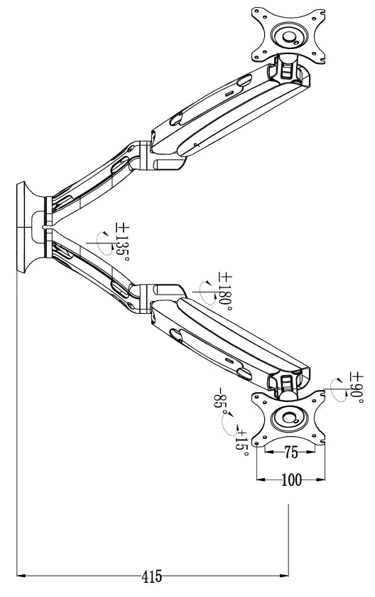 ERGOWORKS - EW-DLB502D - DUAL VESA UNIVERSAL MONITOR ARM