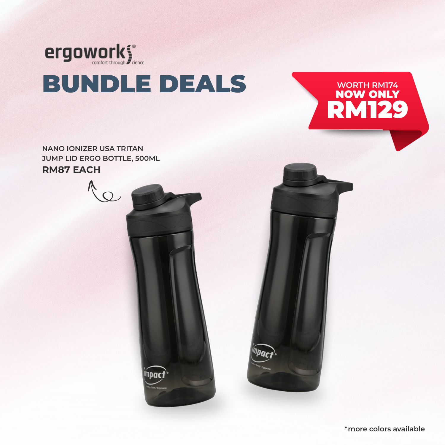 [Bundle Deals]  2PC USA Tritan Magnet Screw Lid Ergo Bottle 700ML (700-7019)