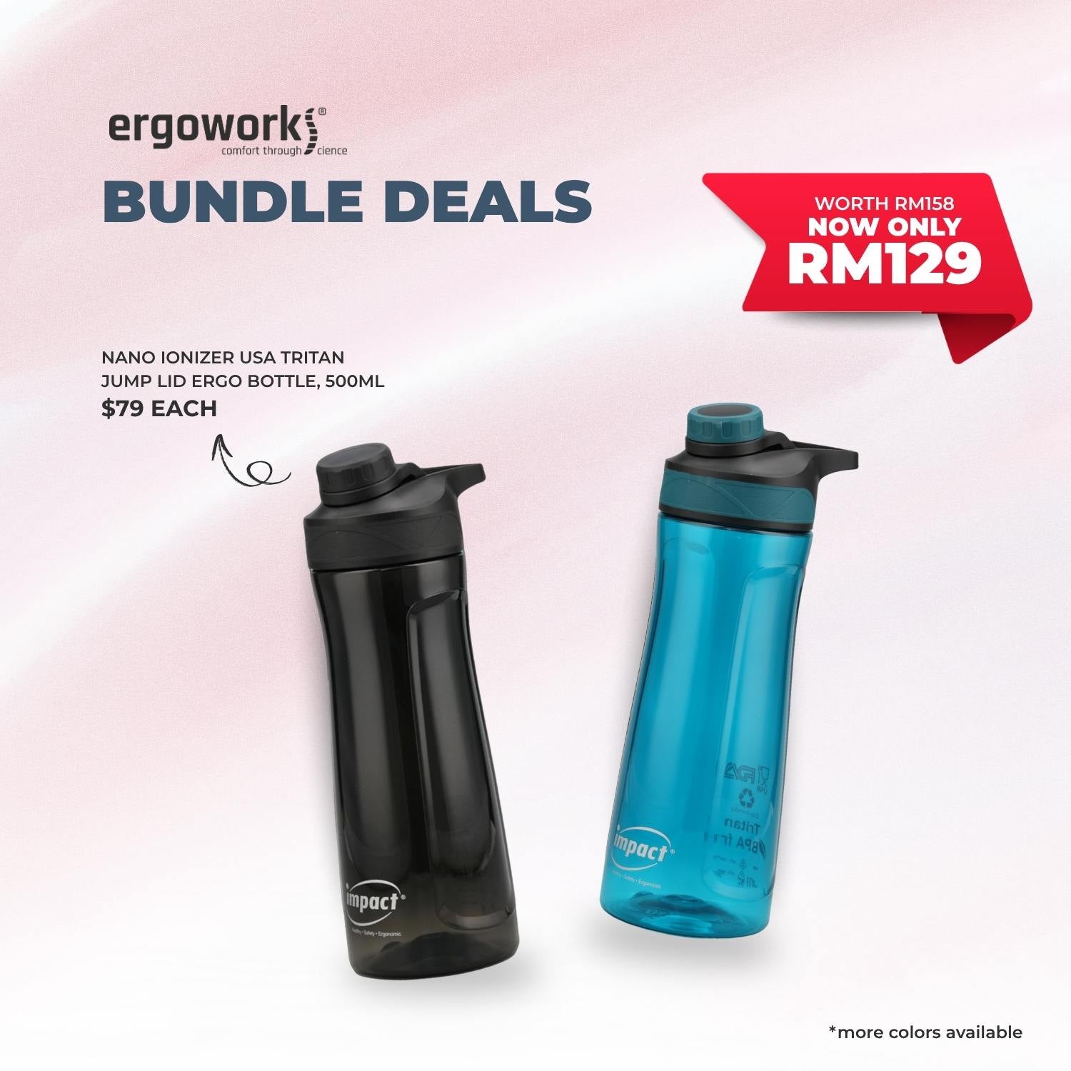 [Bundle Deals]  2PC USA Tritan Magnet Screw Lid Ergo Bottle 700ML (700-7019)