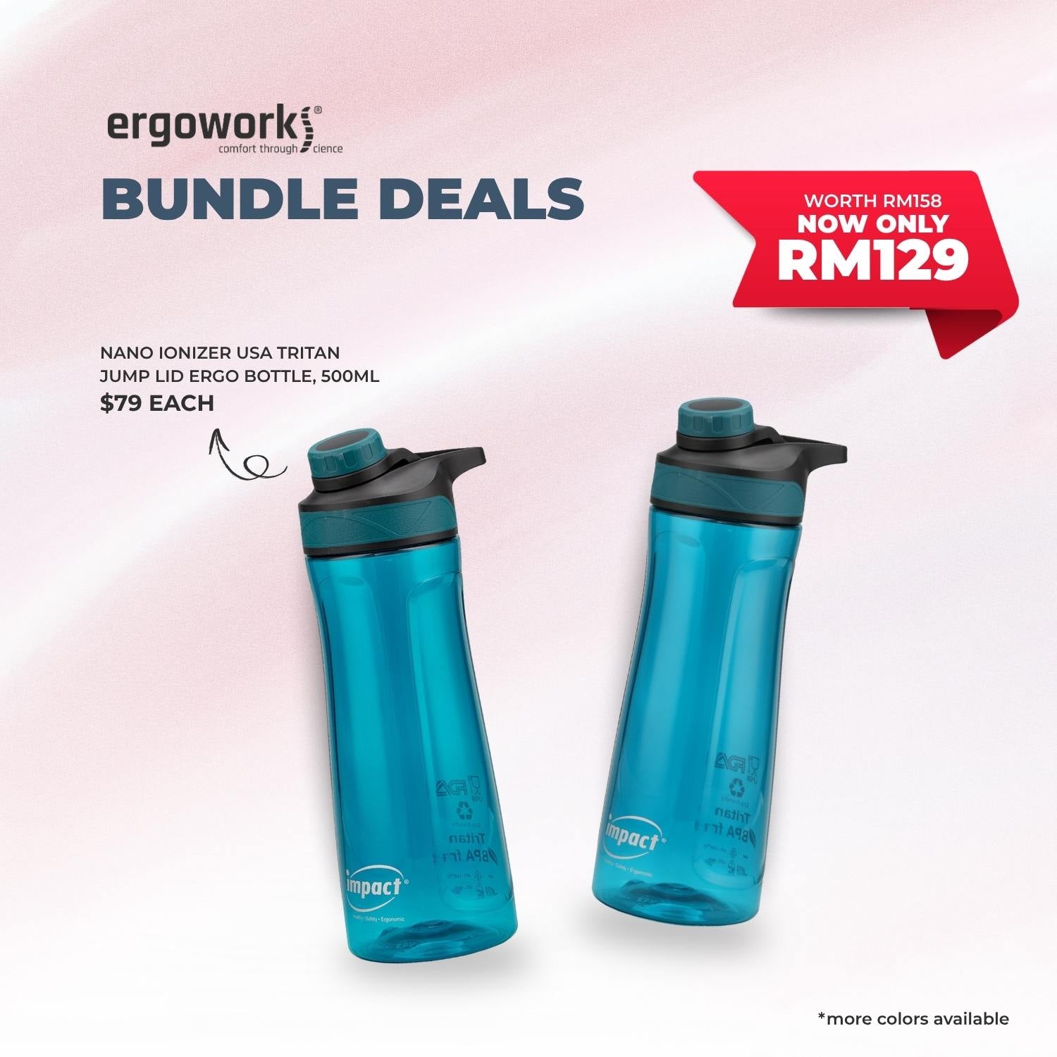 [Bundle Deals]  2PC USA Tritan Magnet Screw Lid Ergo Bottle 700ML (700-7019)