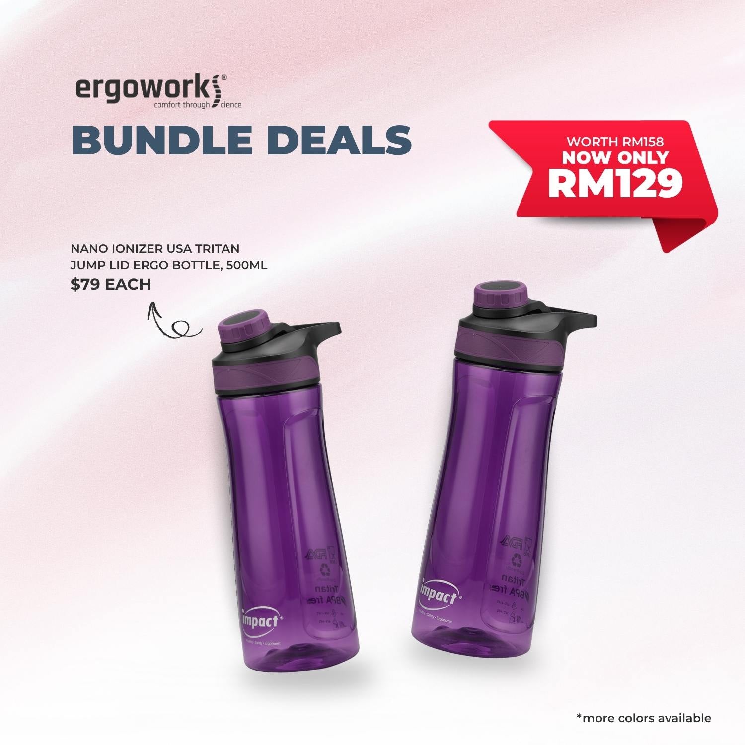 [Bundle Deals]  2PC USA Tritan Magnet Screw Lid Ergo Bottle 700ML (700-7019)