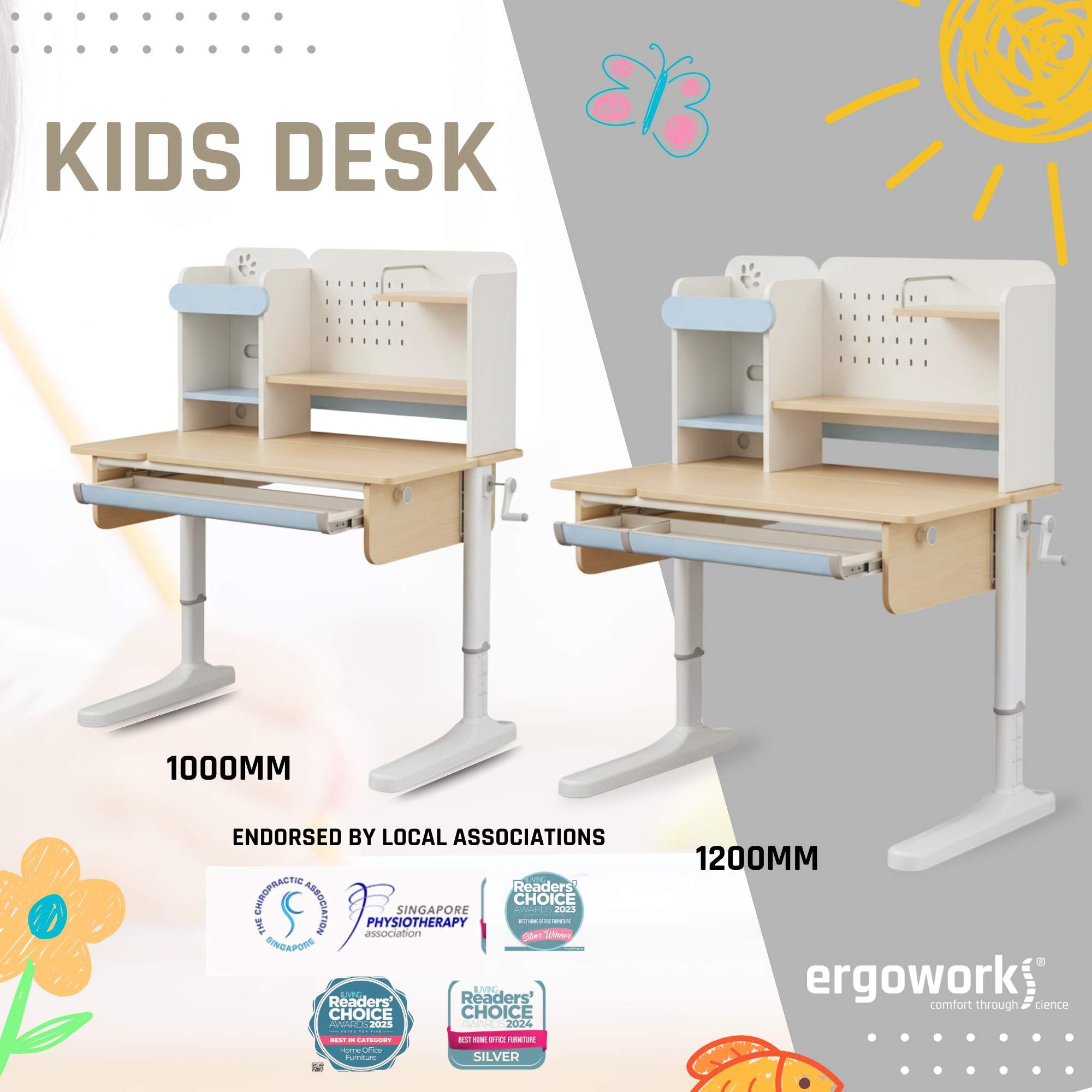 Impact Kids Ergonomic Study Desk [Length Options Available]