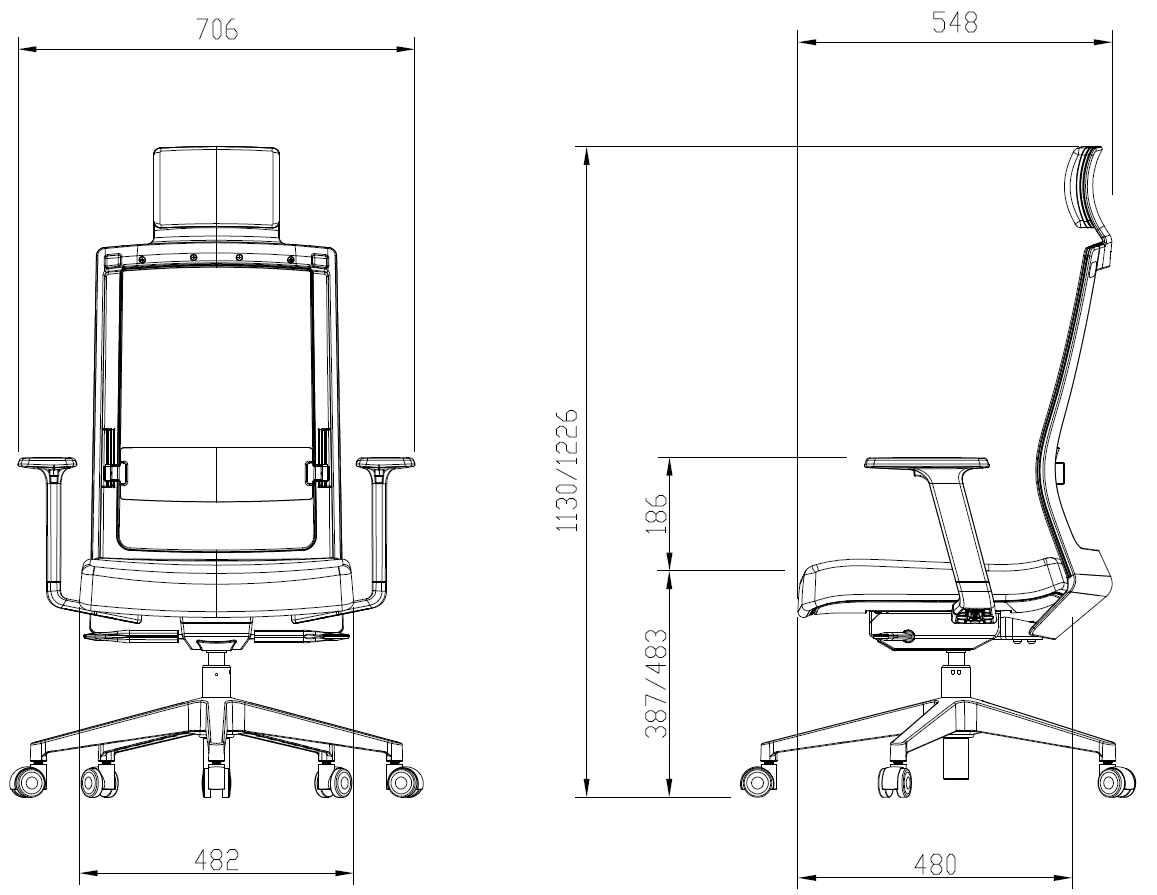 DUOREST Duoflex Square Office Home Ergonomic Mesh Office Chair Singapore, Black Frame