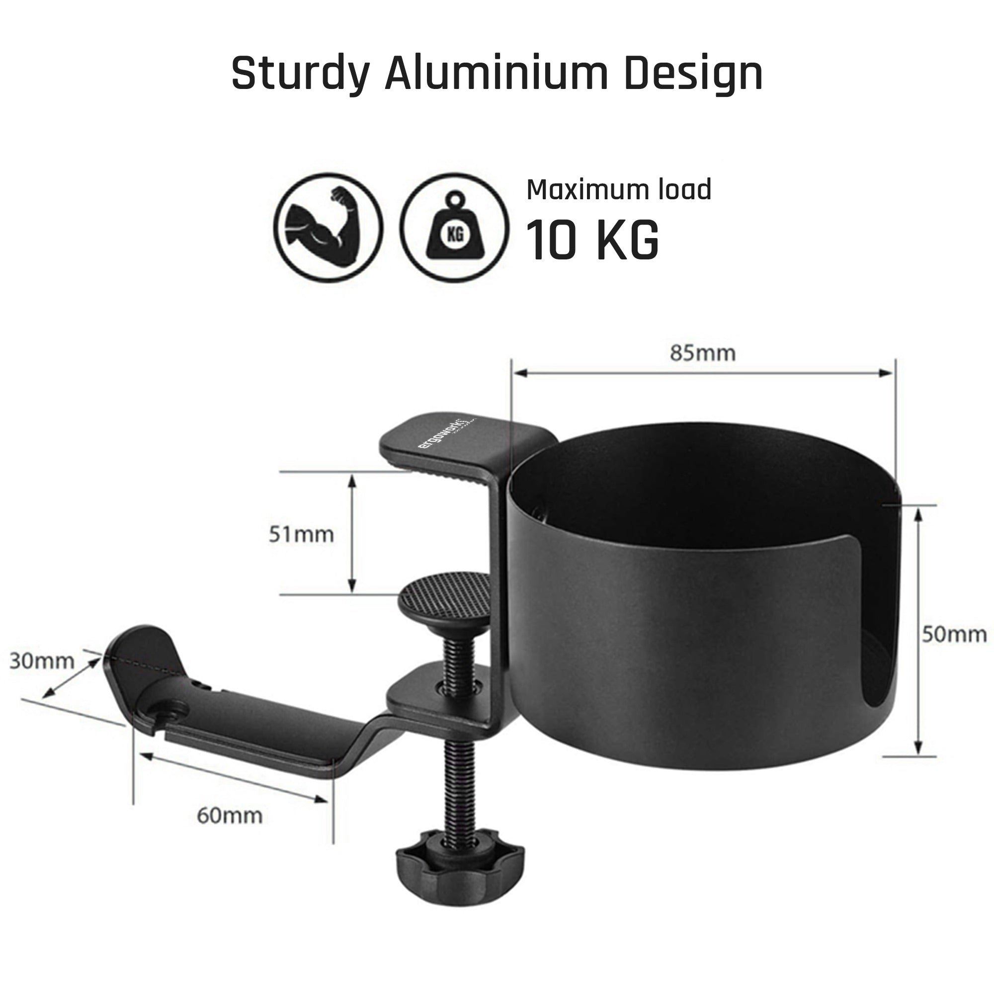 Desk Clamp Cup Holder with Rotable Headphone Hanger