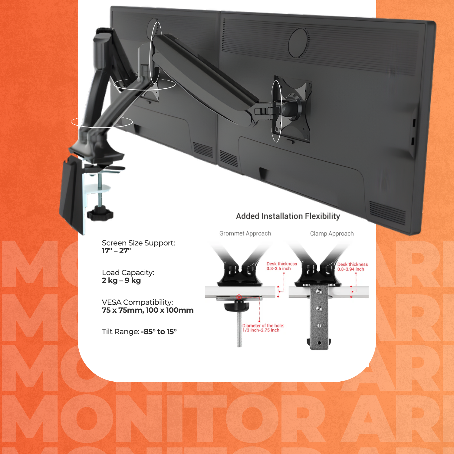 ERGOWORKS - EW-DLB502D - DUAL VERSA UNIVERSAL MONITOR ARM