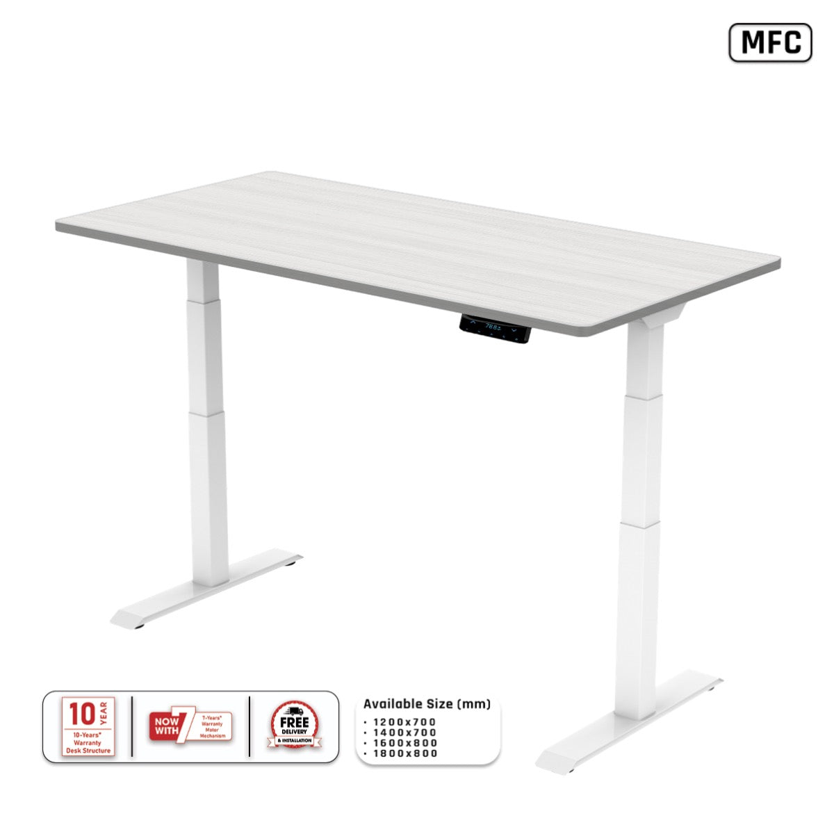 Signature Standing Desk, MFC Tabletop White Frame (World Spine Day Pre-Order)