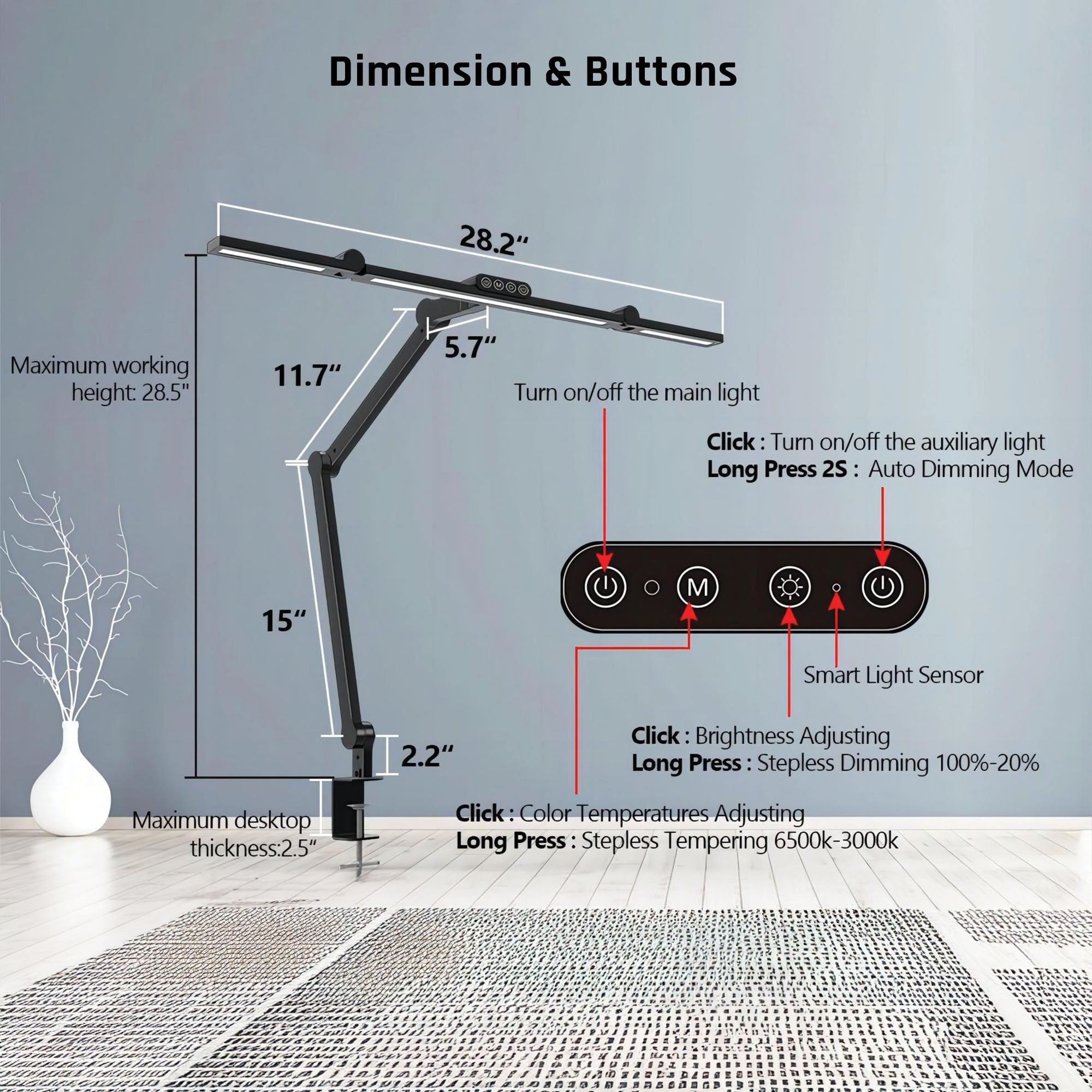 360 Adjustable Desk Lamp with Remote Control