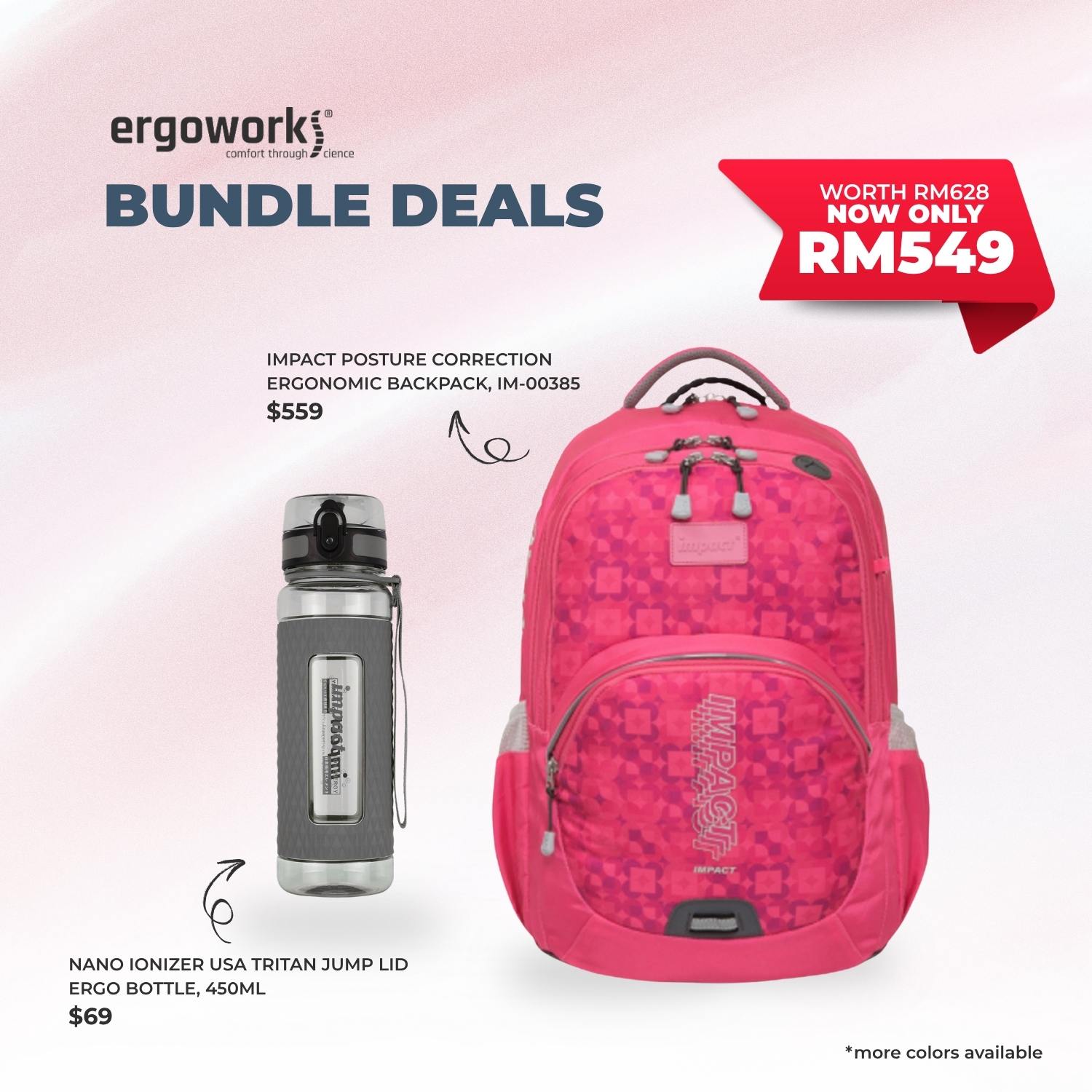 [Bundle Deals] Ergonomic Backpack + Ergo Bottle 450ML (IM-00385/450-25-KEL)