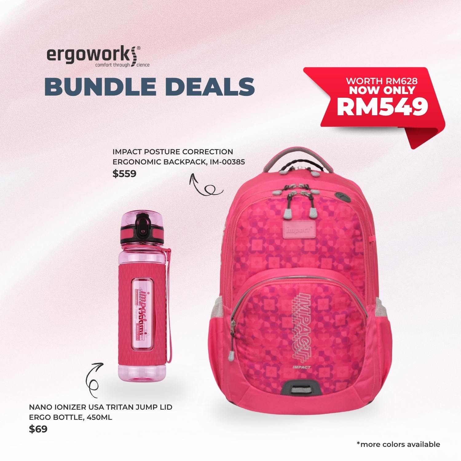 [Bundle Deals] Ergonomic Backpack + Ergo Bottle 450ML (IM-00385/450-25-KEL)