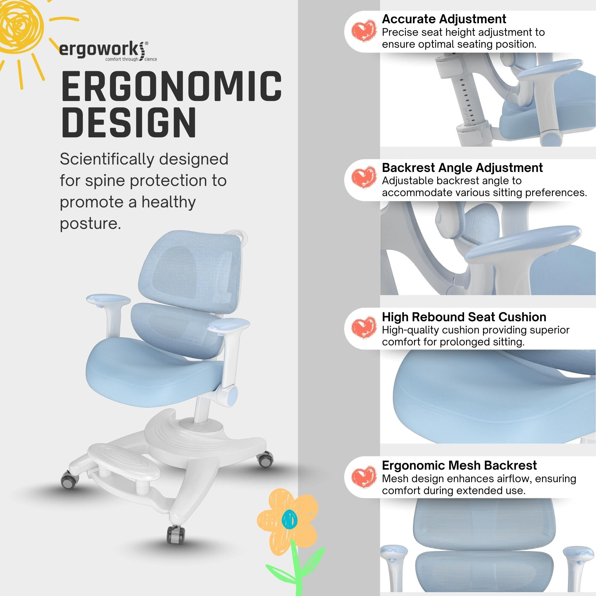 Impact Kids Ergonomic Study Chair [Colour Options Available]