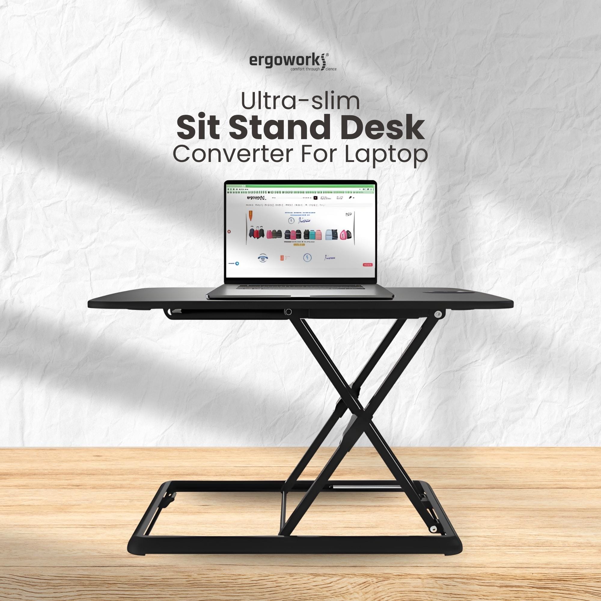 Ultra-slim Sit Stand Desk Converter For Laptop FS-ML1-BK