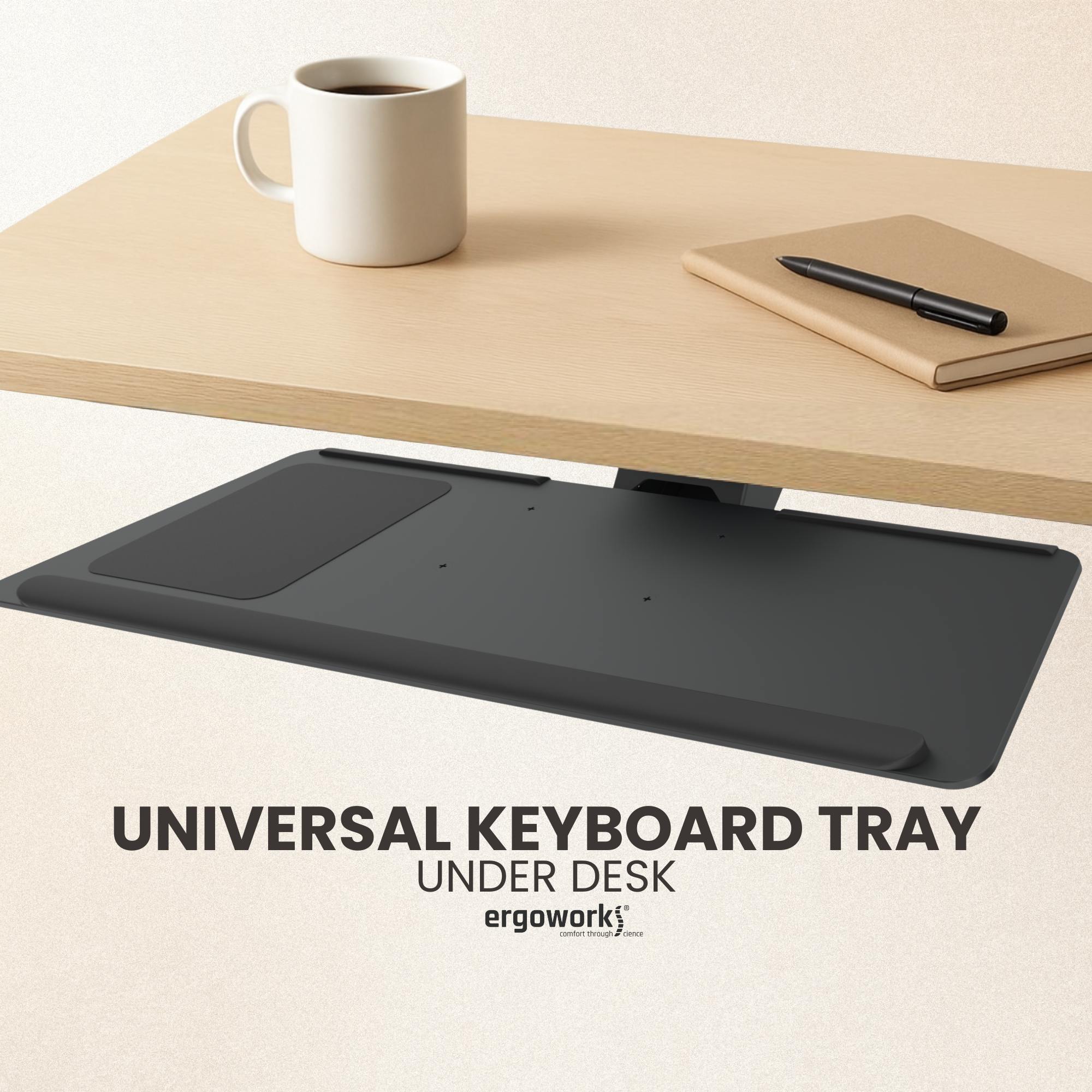 ERGOWORKS EW-KT101 BK - UNDER DESK UNIVERSAL KEYBOARD TRAY
