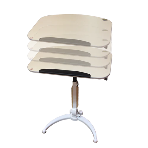 Mobile Gas Lift Height Adjustable Tilt & Foldable White / Maple Desk
