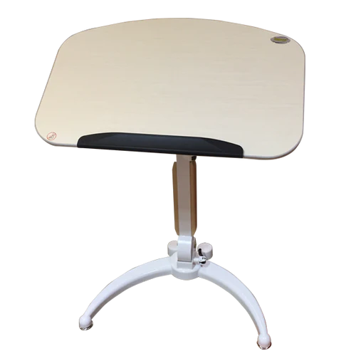 Mobile Gas Lift Height Adjustable Tilt & Foldable White / Maple Desk