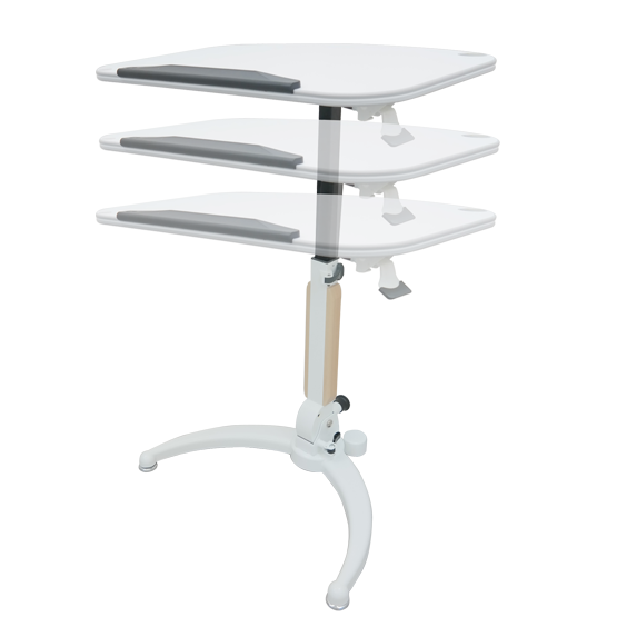 Mobile Gas Lift Height Adjustable Tilt & Foldable White Desk