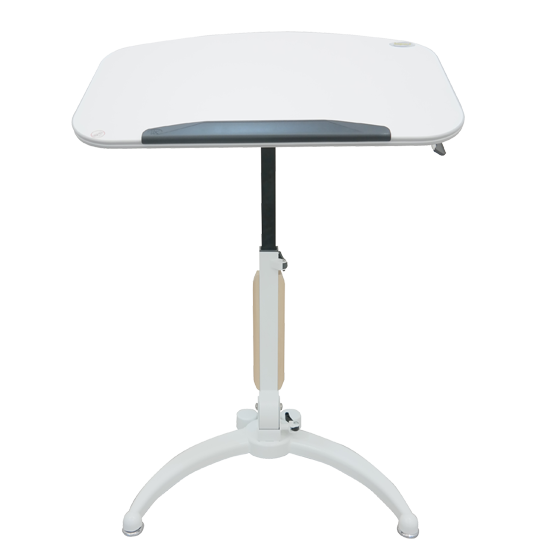 Mobile Gas Lift Height Adjustable Tilt & Foldable White Desk