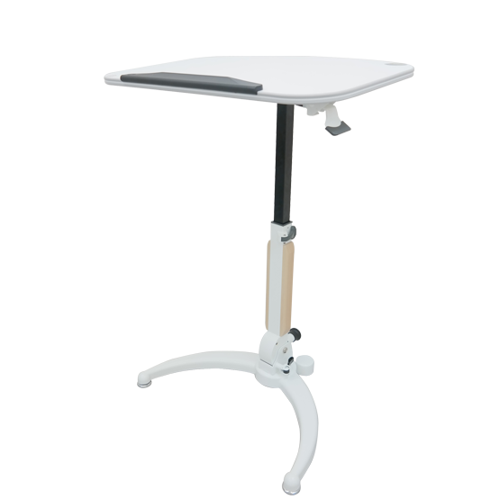 Mobile Gas Lift Height Adjustable Tilt & Foldable White Desk