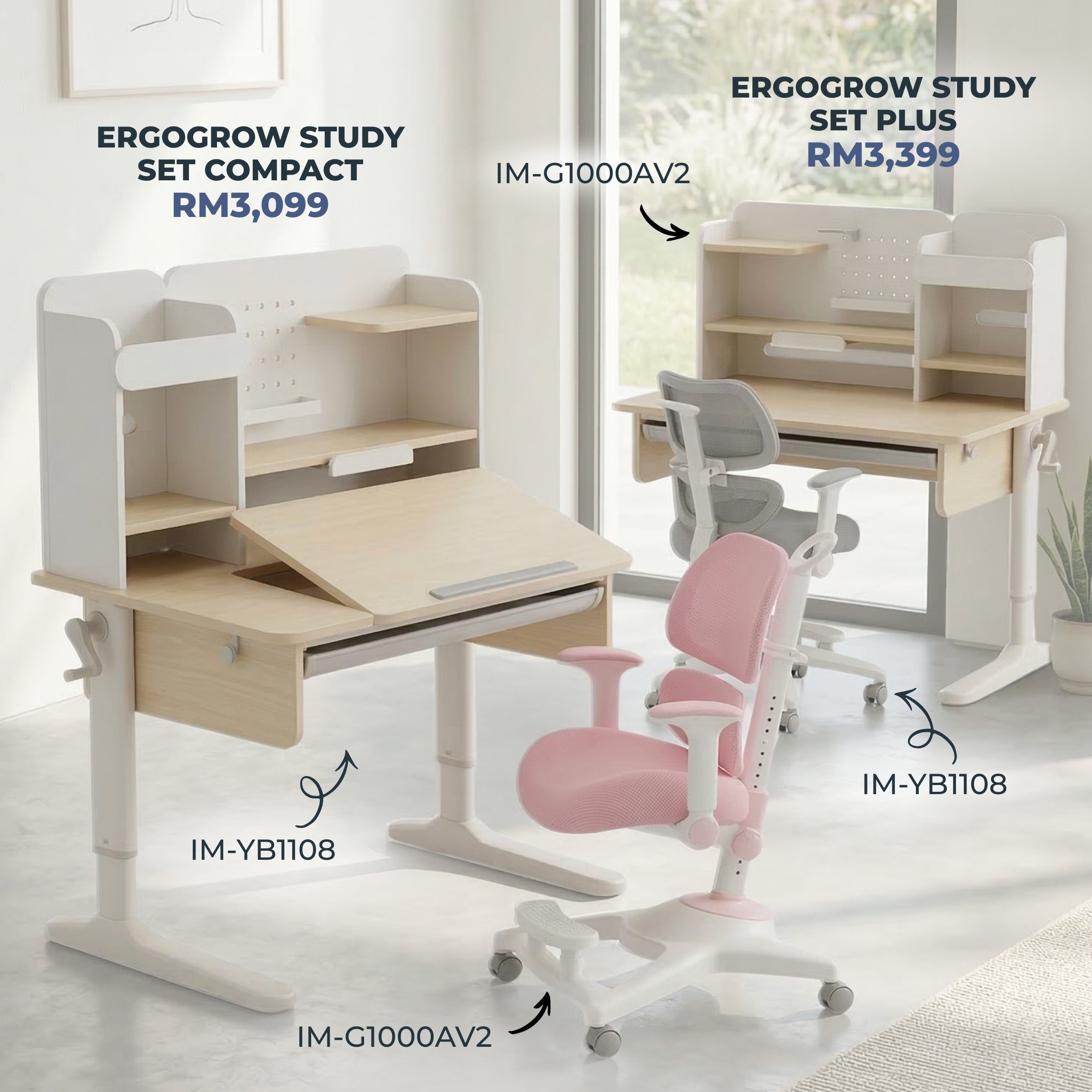 [Bundle Deals] Impact Kids Ergonomic Study Desk And Chair Set [Chair & Length Options Available]