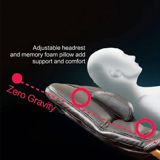 ERGOWORKS - EWZG6000-HWBK - Zero Gravity Massage Recliner (Black Genuine Leather with Honey Wood Frame)