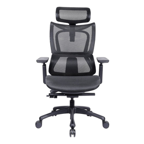 ERGOWORKS – Premium Ergonomic Chair – BLACK FRAME, BLACK MESH SEAT, NYLON BASE With PU CASTOR – EW-G8811NBK-H01