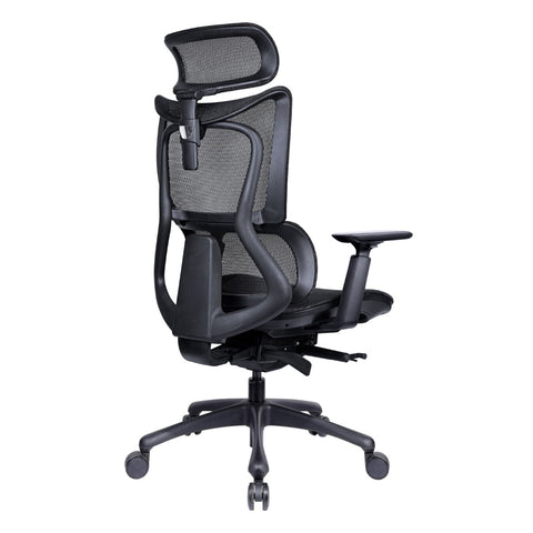ERGOWORKS – Premium Ergonomic Chair – BLACK FRAME, BLACK MESH SEAT, NYLON BASE With PU CASTOR – EW-G8811NBK-H01